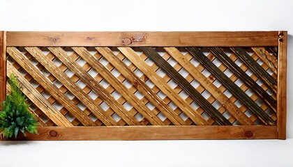 garden decoration wooden lattice panels arranged in a row on a white background