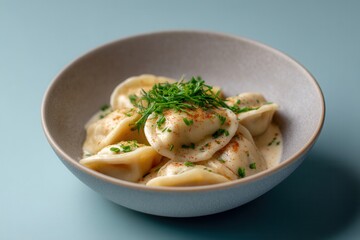 Shish Barak Dumplings Served in Gray Ceramic Bowl