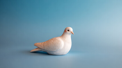 White dove figurine on a blue background