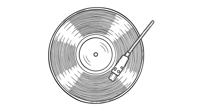 black and white vinyl record player clip art preview