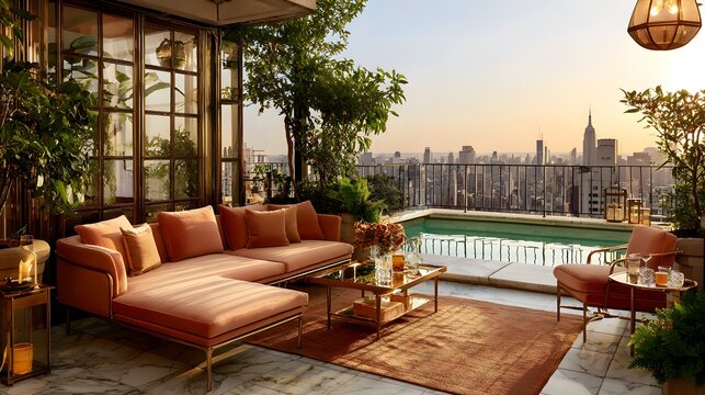 Modern Rooftop Terrace with Pool and City View