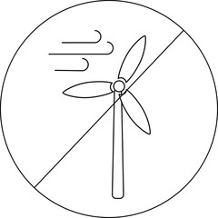 sketch of prohibited icon and windmill icon blowing in the wind