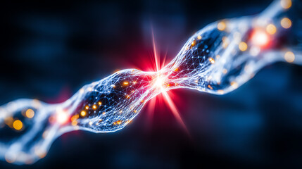 An abstract representation of DNA strands showcasing molecular details with vibrant colors and dynamic lighting effects.