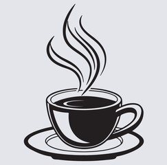 coffee cup with steam icon silhouette vector art illustration, cup of coffee with steam