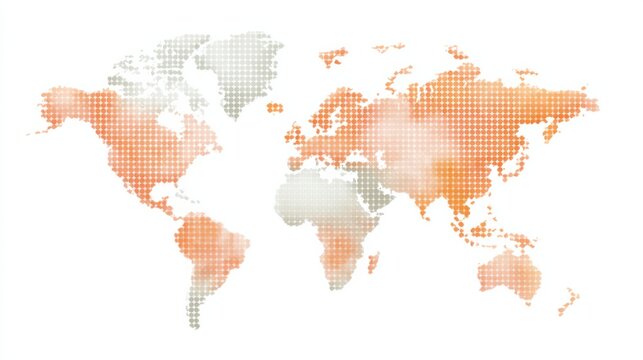 Faded orange halftone world map design with soft gradient