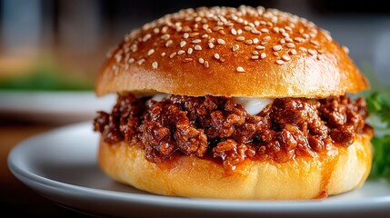 Delicious Sloppy Joe Served on a White Plate