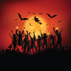 Zombie Hand and Graveyard Halloween Illustration 10