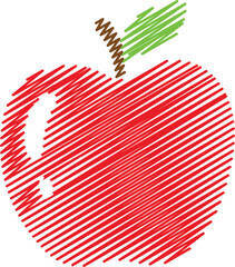 Hand Drawn Red Apple Sketch Illustration