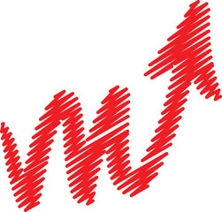 Hand Drawn Sharp Zigzag Red Arrow Sketch Illustration