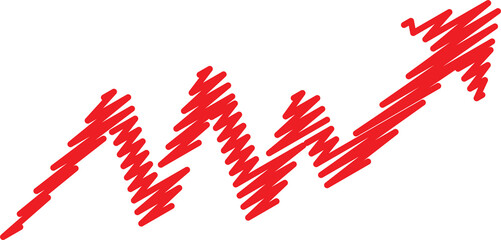 Hand Drawn Red Zigzag Up Arrow Sketch