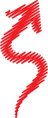 Hand Drawn Red Wavy Up Arrow Sketch