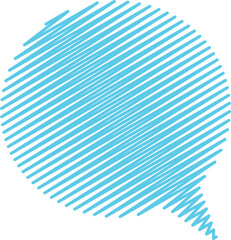 Round Scribble Speech Bubble. Blue Hand Drawn Chat Icon
