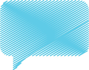 Rectangular Scribble Speech Bubble. Blue Hand Drawn Communication Symbol