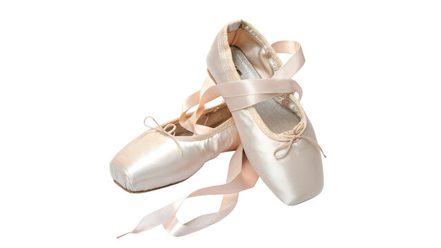 ballet pointe shoes with ribbons isolated on transparent background