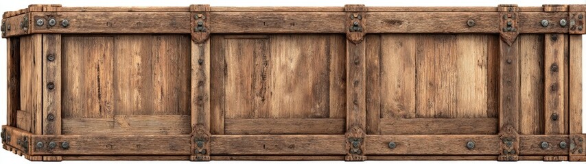 Aged, wooden crate with iron hardware