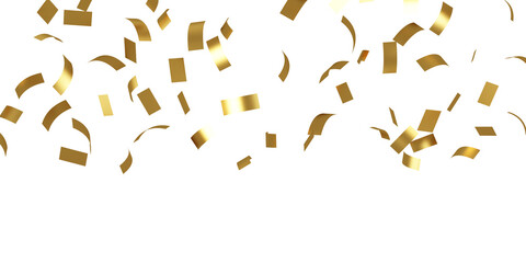 golden confetti flying isolated on white