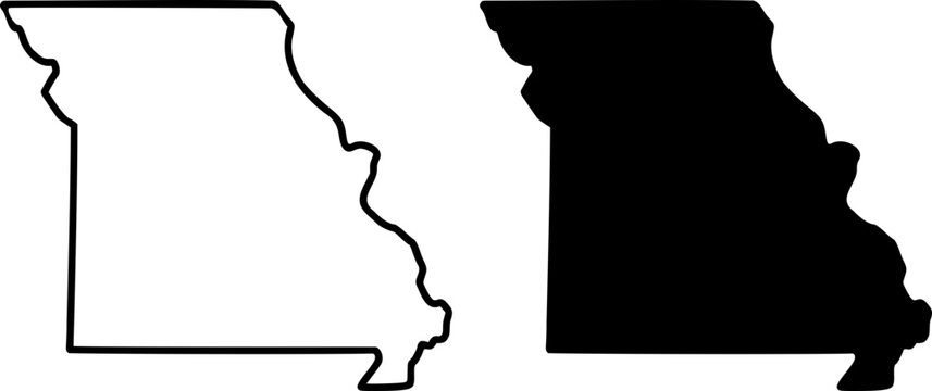 Missouri state border map outline and silhouette shape vector graphic isolated image.