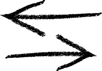 Double headed black arrow vector – hand drawn sketch style arrow pointing left and right for direction, navigation, movement, and graphic design use