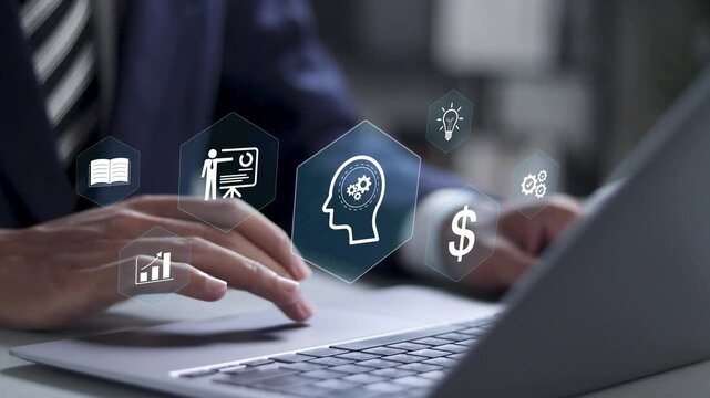 Skill management and business education concept. work performance is influenced by skills, abilities, competence, mentoring, mba, and employee training.