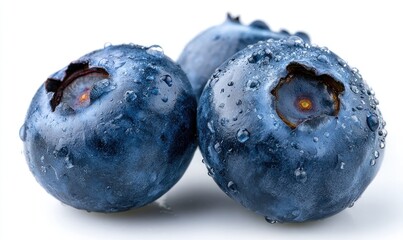 Obraz premium Close-up of fresh blueberries, glistening with water droplets (1)