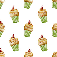 seamless pattern of chocolate muffin