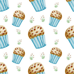 seamless pattern of chocolate muffin