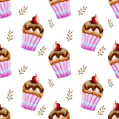 seamless pattern of chocolate muffin