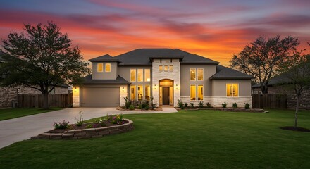 Dallas texas - april 2023: a home at sunset