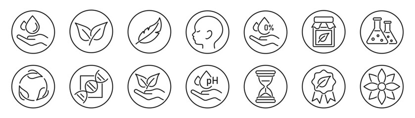 Obraz premium Organic and natural line icon set
