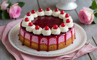 Prinsesstårta - princess cake, a national dessert made from airy sponge cake soaked in jam and whipped cream;