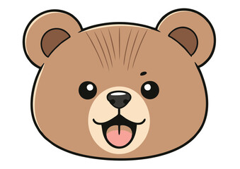 Cartoon Bear Head with Wide Open Smile.