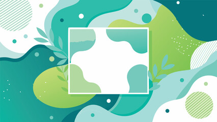 A white frame surrounds a vibrant green and blue background..eps