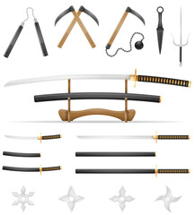 ninja japan weapon warrior assassin cartoon stock vector illustration isolated on white background