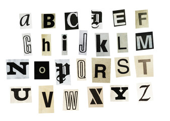 black and white collage alphabet 