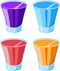 set of colorful mocktail cups