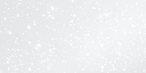 glowing abstract randomized Realistic falling snow with snowflakes and clouds, white snowflakes falling softly, winter season landscape, frosty cold weather, dreamy festive holiday atmosphere.