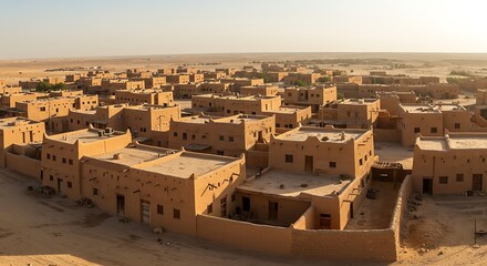Traditional adobe houses in dhahran al janub saudi arabia