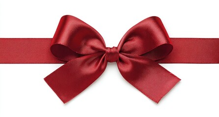 A vibrant, rich crimson satin ribbon bow sits atop a matching horizontal ribbon