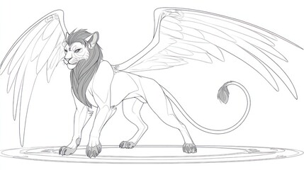 Winged lion creature illustration