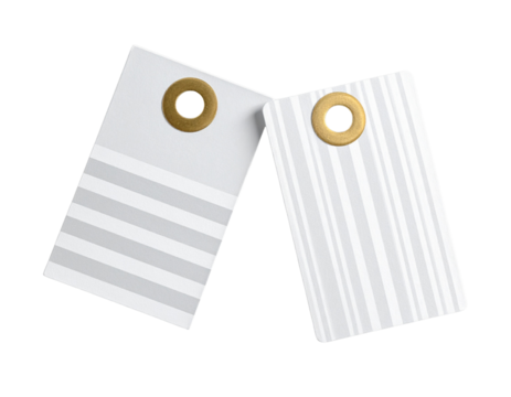 Minimalist Striped Label Tags with Metallic Eyelets PNG (2) - Powered by Adobe