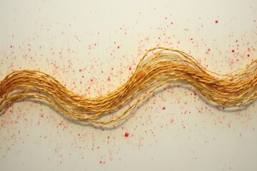 Gold Cord on Textured Background with Red Splashes