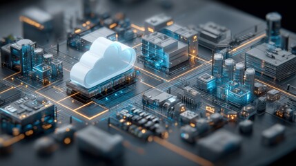 Cloud Computing Architecture: Digital Network with Data Storage, Cyber Security, and Technological Infrastructure