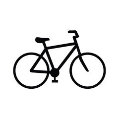A black bicycle icon isolated on white background, showcasing a simple and clean design suitable for various applications
