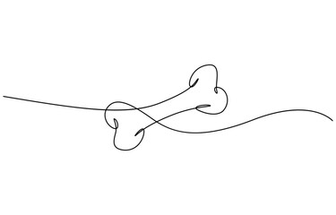 Continuous one line drawing of Bone vector illustration. Editable outline