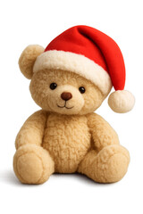 Cute Teddy Bear in Santa Hat for Christmas Decoration