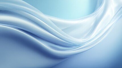 Elegant Abstract Blue and White Silk Fabric Background with Flowing Motion and Smooth Texture