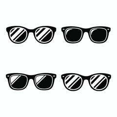 Fashion accessory set with black sunglasses, eyeglasses, and spectacles vector illustration