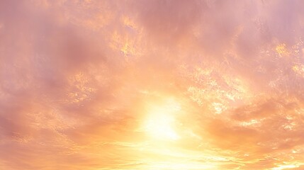 Fototapeta premium peace. A breathtaking sunset sky panorama with vibrant warm hues and glowing clouds. inspiring travel planning, travel magazines, designed for travel destination branding, inspires travel planning.