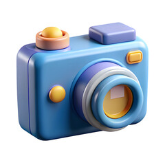 Cute cartoon blue camera isolated on transparent background