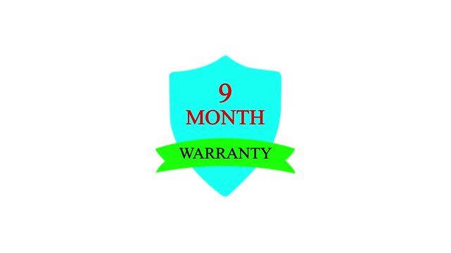 Nine months warranty. Support service icon, 9 month Warranty Stamp Imprint Seal Template. Round Rubber Stamp with Text Animation.with white background and 4k video animation.